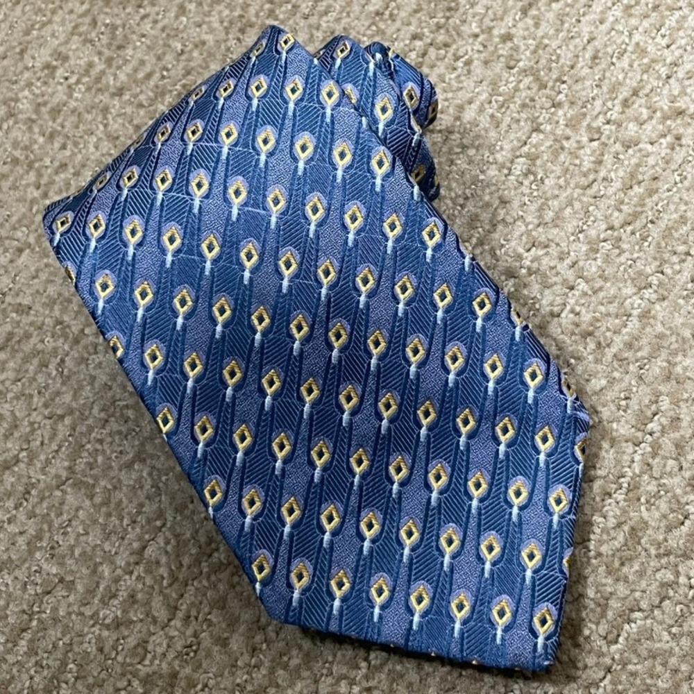 Robert Talbott Silk Tie Mens OS Blue Gold Excellent Best of Class Nordstrom USA